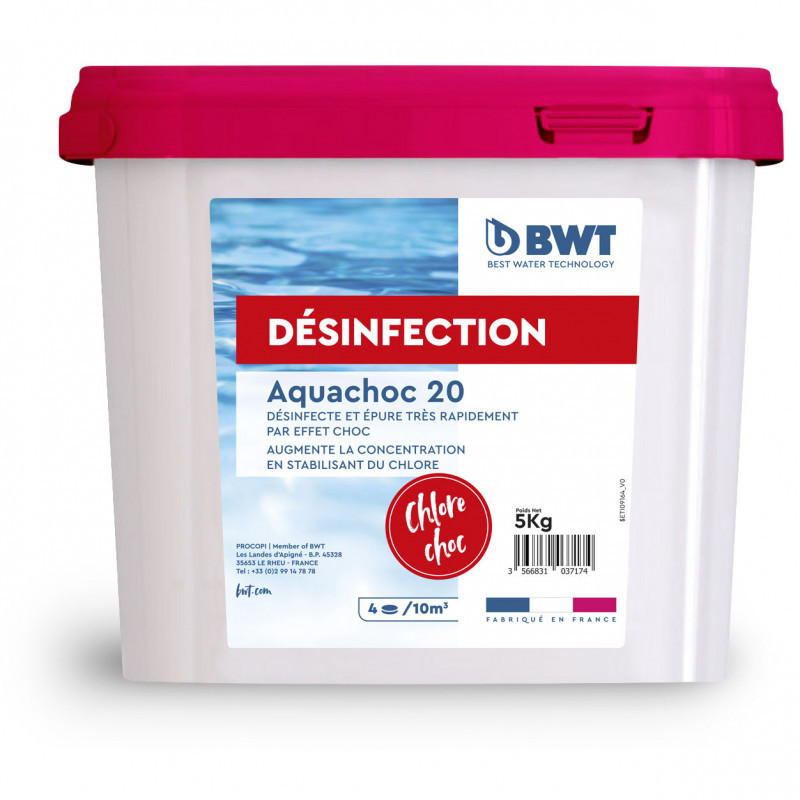 Pastilles de Chlore à dissolution rapide 20g - 5 Kg Aquachoc 20