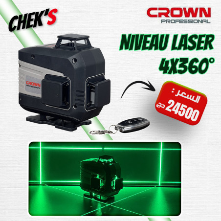 Niveau Laser 4x360° 4D 30m Avec Télécommande CROWN | CT44091-R