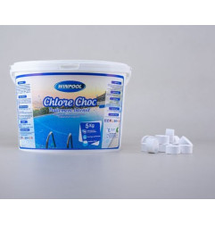 Chlore choc ( FASTCHLOR) bidon de 5kg (250pcs tablette de 20grs)  WINPOOL  |  1000000189094