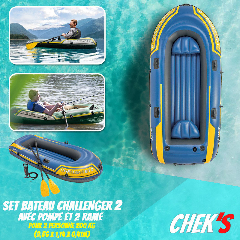 
									Bateau gonflable 2 place CHALLENGER 2 (2,36 x 1,14 x 0,41 m) + pompe et 2 rame INTEX | 68367NP
								