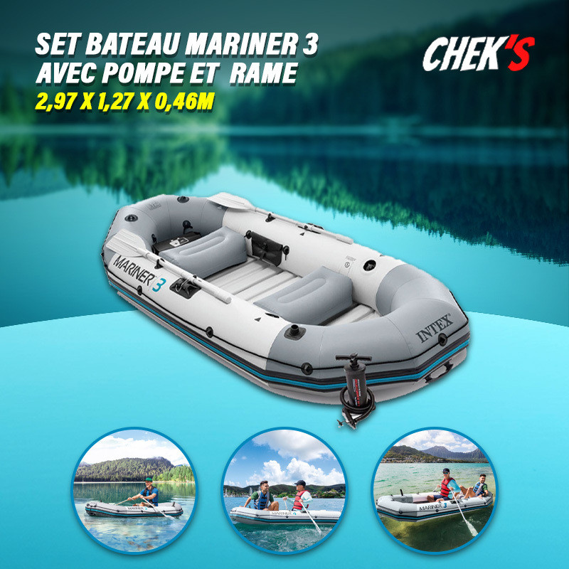 
									Bateau Gonflable Mariner 3 Pompe + 2 Rame + Sac 297x127x46  INTEX  | 68373NP
								