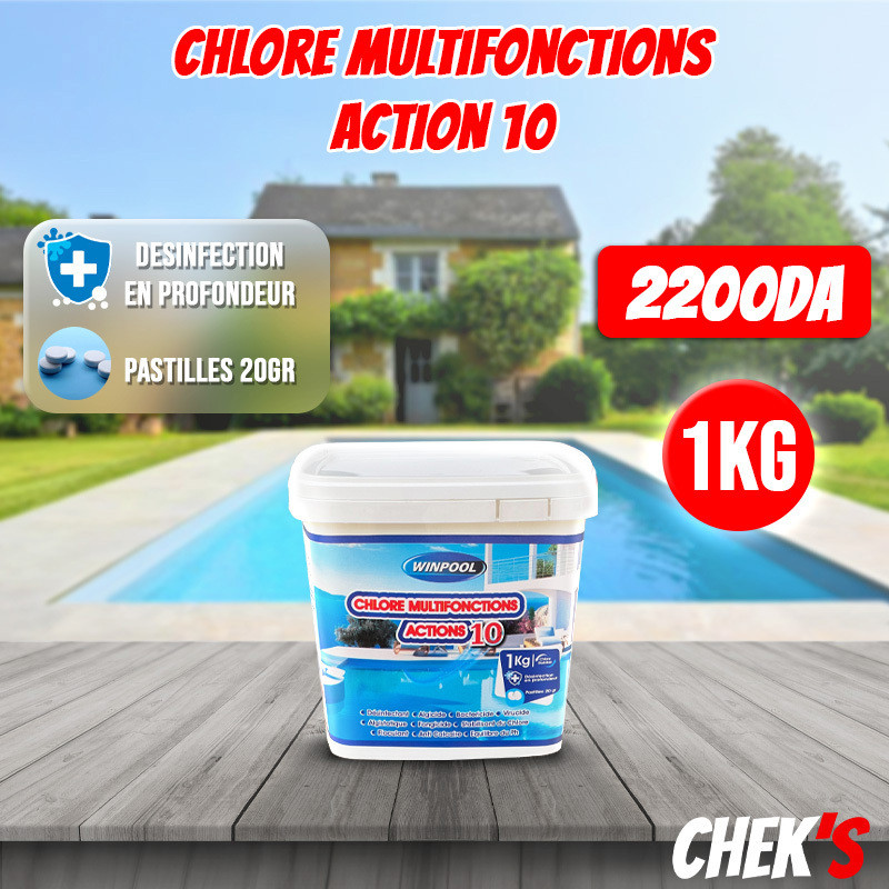 
									Chlore Long Action 10 Bidon de 1kg 50pcs tablette de 20grs WINPOOL  | 1000000197907
								