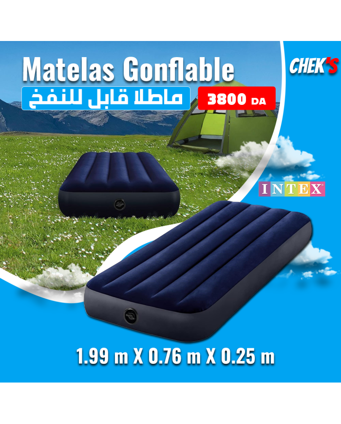 
									Matelas gonflable Classic Downy 1 personne 1,91x0,76x0,25 m Bleu nuit INTEX | 64756
								