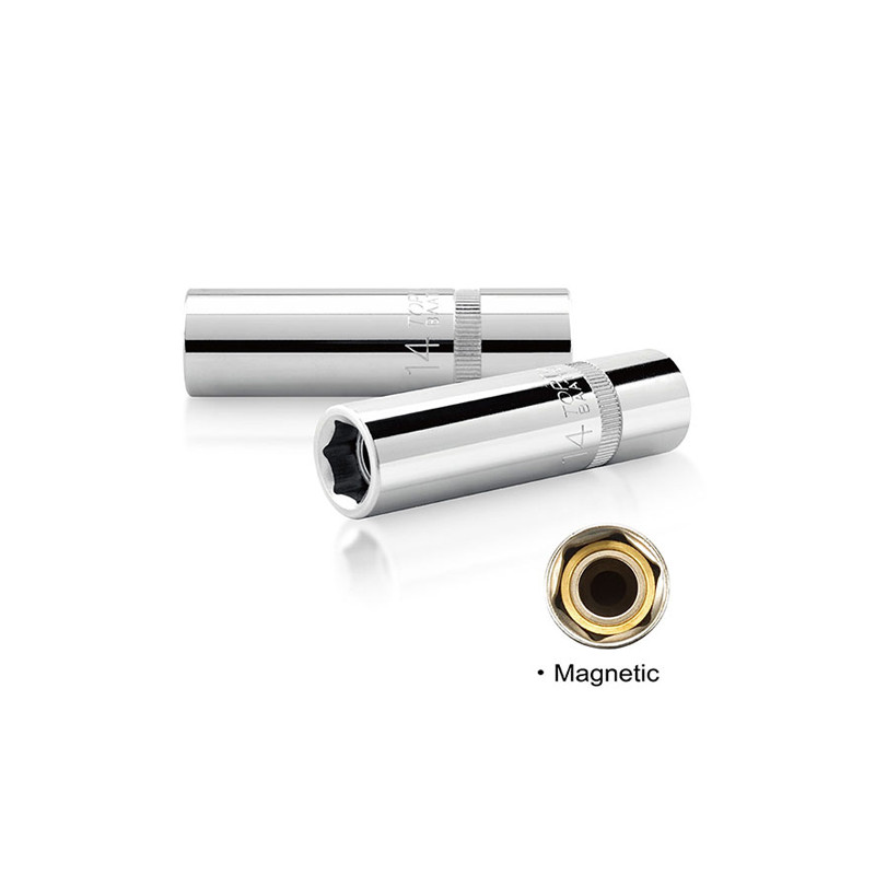 Mifashion Douille de bougie d'allumage magnétique pivotante 14 mm et 16 mm,  outil de retrait de bougie d'allumage à 12 points 3/8 avec aimant
