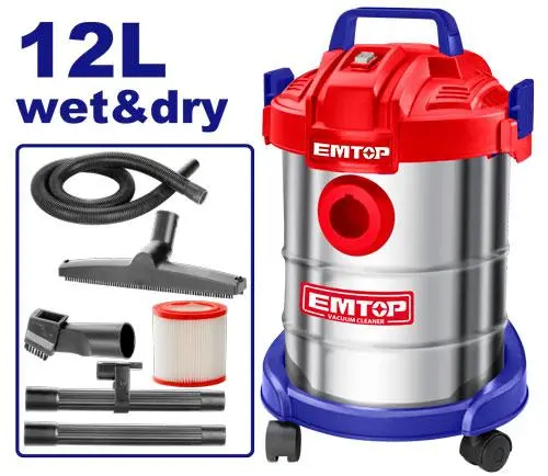 Aspirateur 800w Eau et Poussière 12L EMTOP | EVCR0801